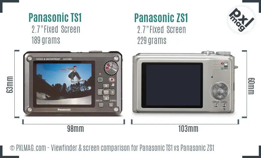 Panasonic TS1 vs Panasonic ZS1 Screen and Viewfinder comparison