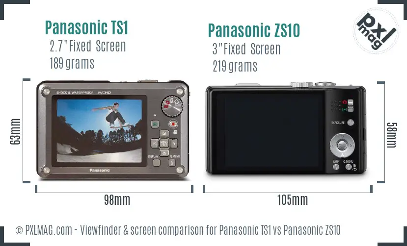 Panasonic TS1 vs Panasonic ZS10 Screen and Viewfinder comparison