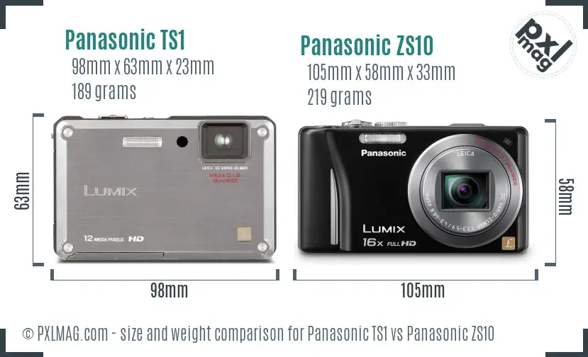 Panasonic TS1 vs Panasonic ZS10 size comparison