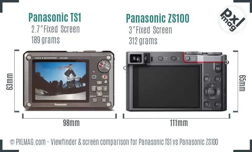 Panasonic TS1 vs Panasonic ZS100 Screen and Viewfinder comparison