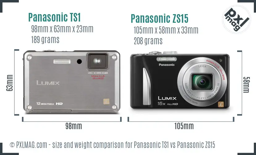 Panasonic TS1 vs Panasonic ZS15 size comparison