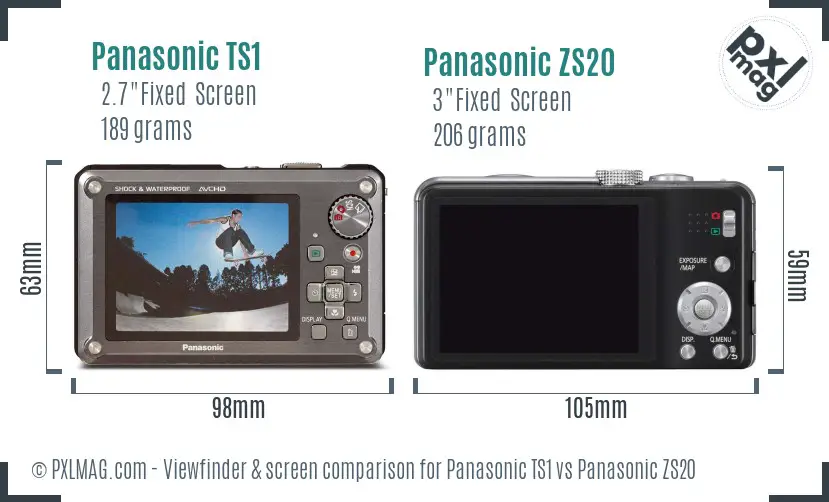 Panasonic TS1 vs Panasonic ZS20 Screen and Viewfinder comparison