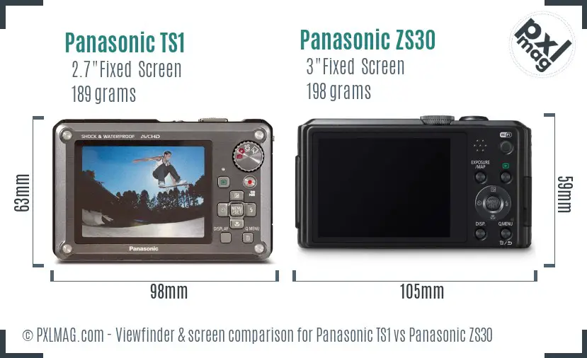 Panasonic TS1 vs Panasonic ZS30 Screen and Viewfinder comparison
