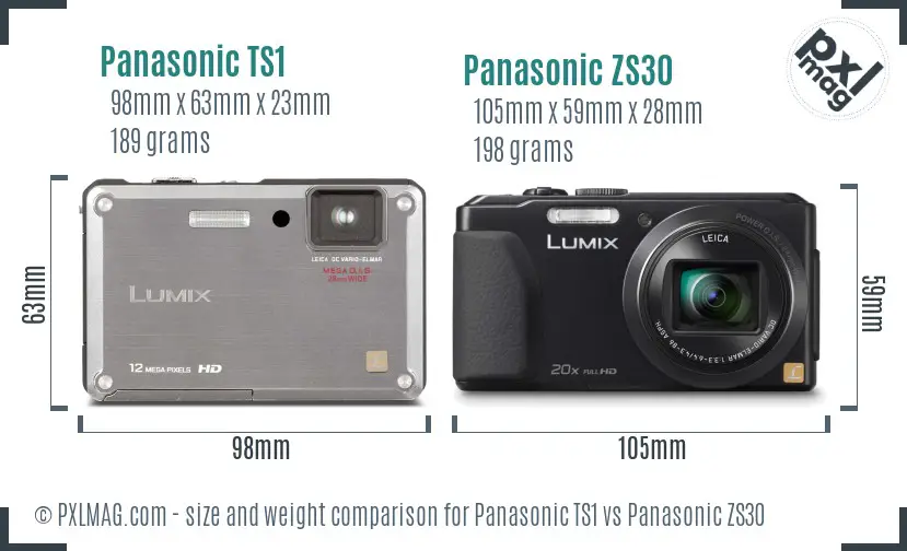 Panasonic TS1 vs Panasonic ZS30 size comparison