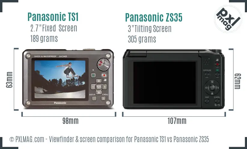 Panasonic TS1 vs Panasonic ZS35 Screen and Viewfinder comparison