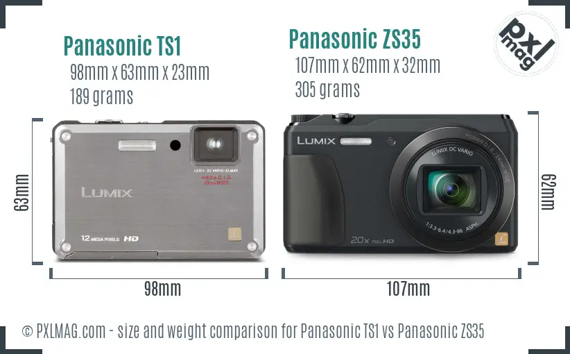Panasonic TS1 vs Panasonic ZS35 size comparison