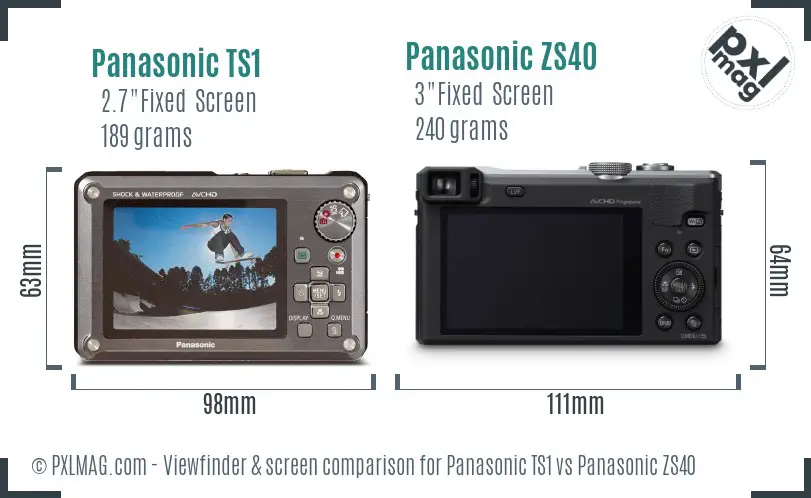 Panasonic TS1 vs Panasonic ZS40 Screen and Viewfinder comparison