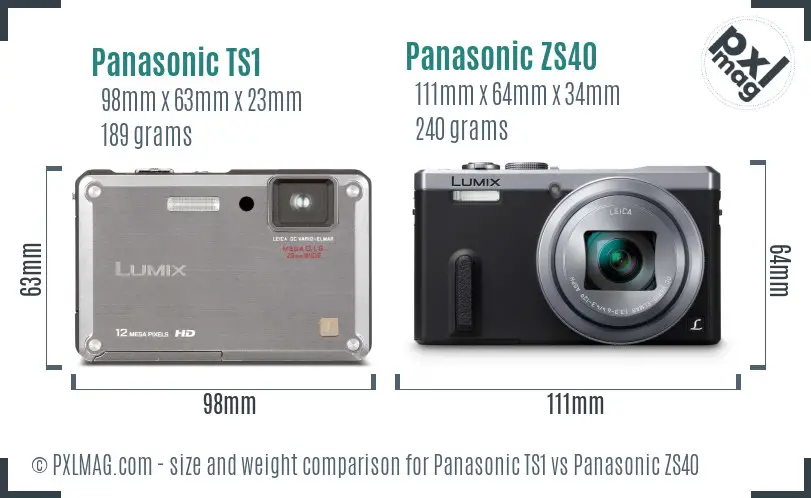 Panasonic TS1 vs Panasonic ZS40 size comparison