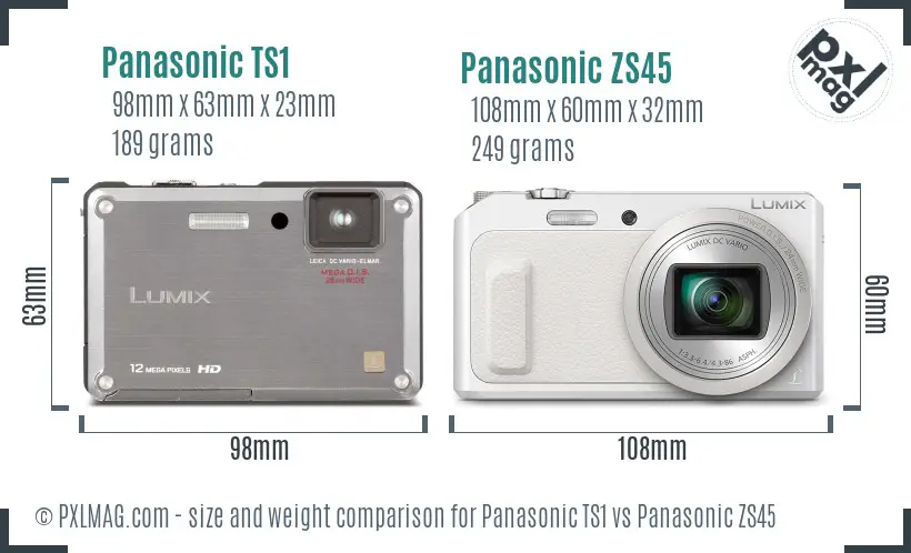 Panasonic TS1 vs Panasonic ZS45 size comparison
