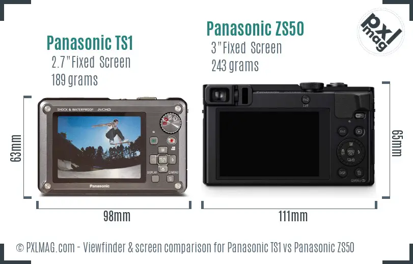 Panasonic TS1 vs Panasonic ZS50 Screen and Viewfinder comparison