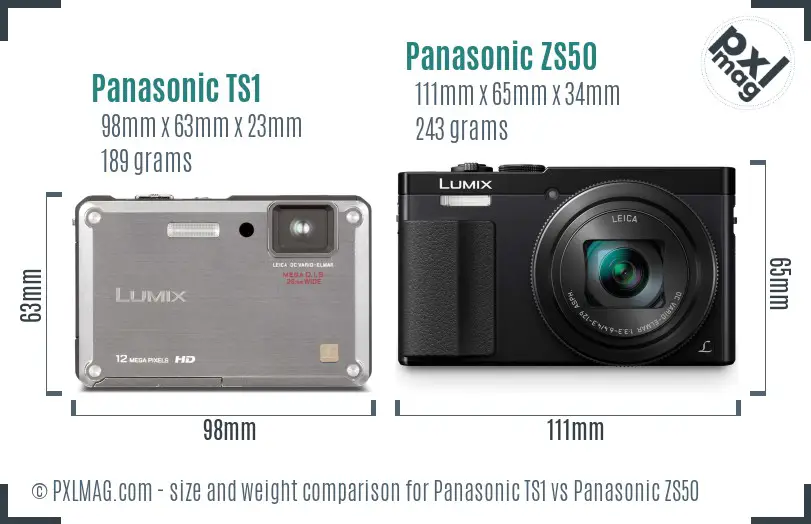 Panasonic TS1 vs Panasonic ZS50 size comparison