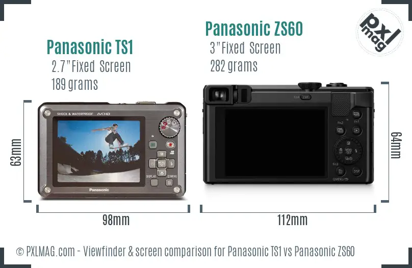 Panasonic TS1 vs Panasonic ZS60 Screen and Viewfinder comparison
