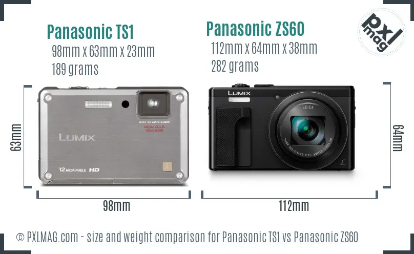 Panasonic TS1 vs Panasonic ZS60 size comparison