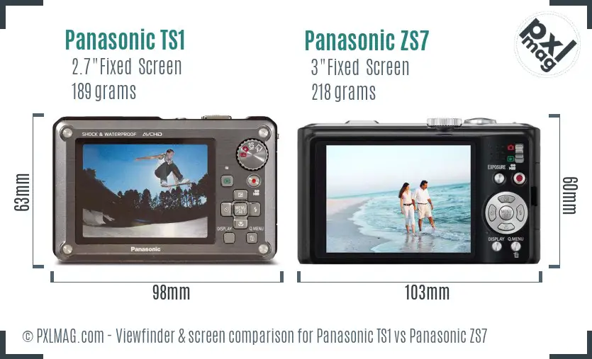 Panasonic TS1 vs Panasonic ZS7 Screen and Viewfinder comparison
