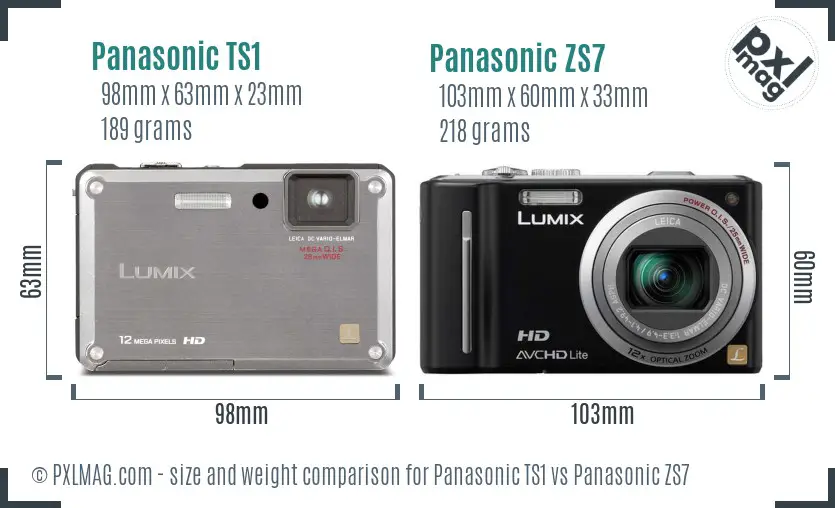 Panasonic TS1 vs Panasonic ZS7 size comparison