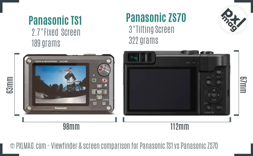 Panasonic TS1 vs Panasonic ZS70 Screen and Viewfinder comparison