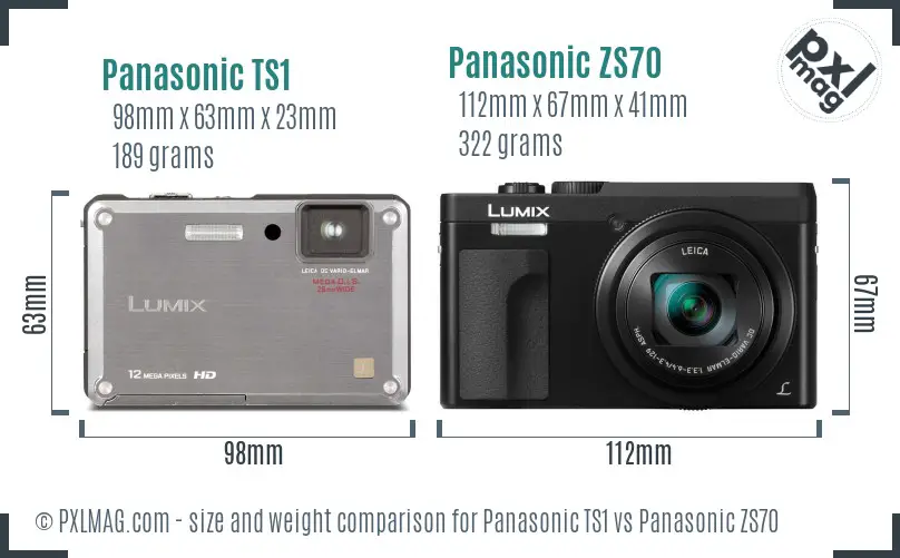 Panasonic TS1 vs Panasonic ZS70 size comparison