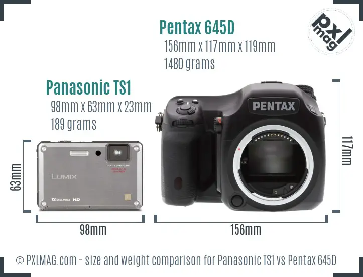Panasonic TS1 vs Pentax 645D size comparison