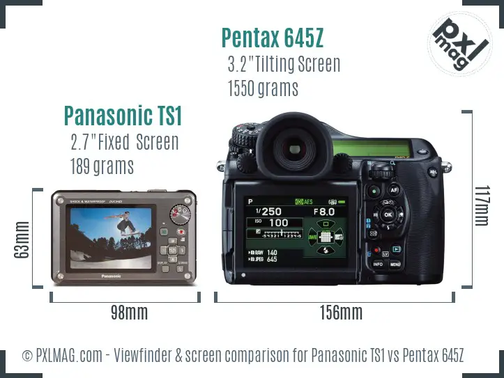 Panasonic TS1 vs Pentax 645Z Screen and Viewfinder comparison