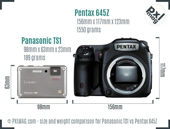 Panasonic TS1 vs Pentax 645Z size comparison