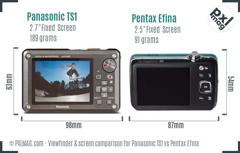 Panasonic TS1 vs Pentax Efina Screen and Viewfinder comparison