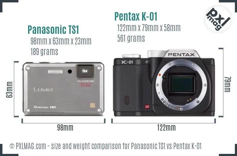 Panasonic TS1 vs Pentax K-01 size comparison
