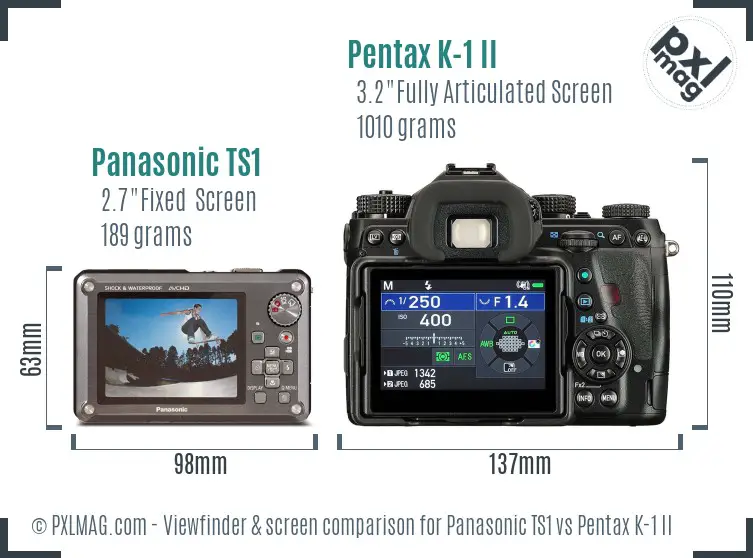 Panasonic TS1 vs Pentax K-1 II Screen and Viewfinder comparison