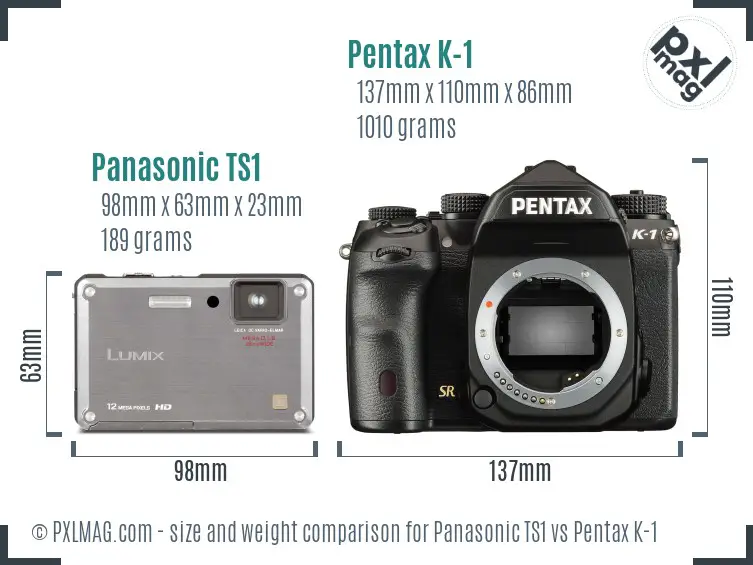 Panasonic TS1 vs Pentax K-1 size comparison