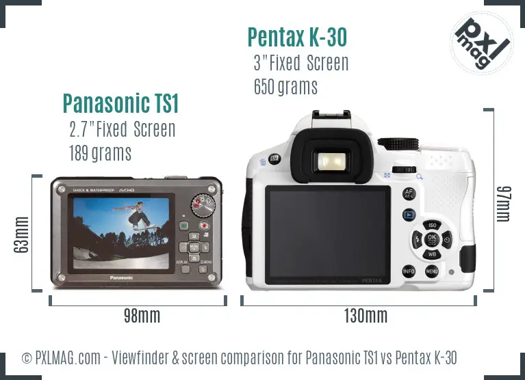 Panasonic TS1 vs Pentax K-30 Screen and Viewfinder comparison