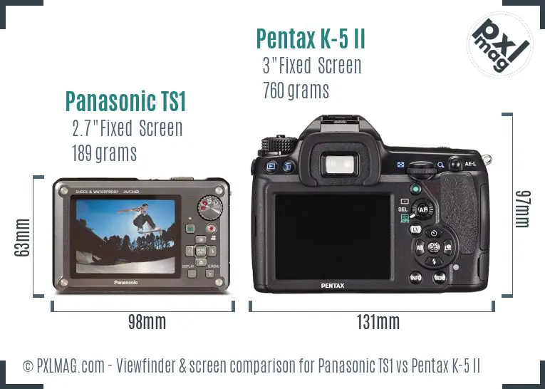 Panasonic TS1 vs Pentax K-5 II Screen and Viewfinder comparison