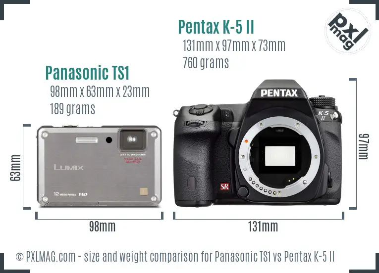 Panasonic TS1 vs Pentax K-5 II size comparison