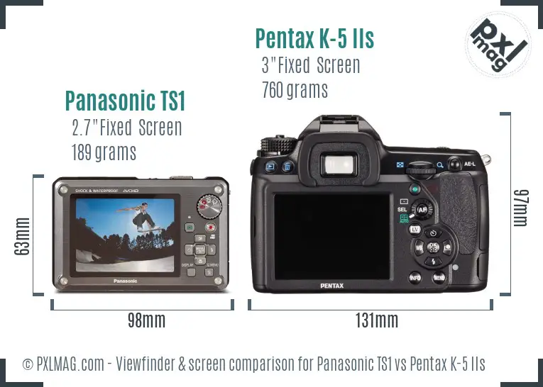 Panasonic TS1 vs Pentax K-5 IIs Screen and Viewfinder comparison