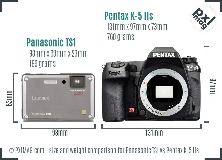 Panasonic TS1 vs Pentax K-5 IIs size comparison