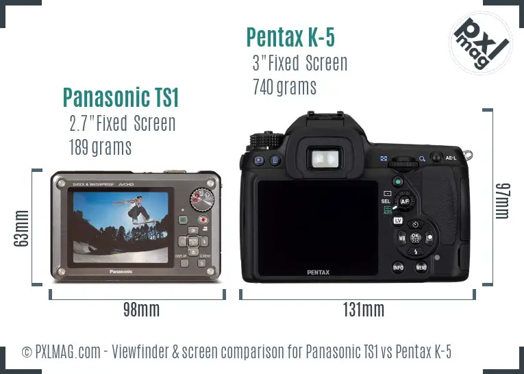 Panasonic TS1 vs Pentax K-5 Screen and Viewfinder comparison