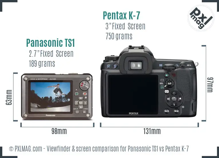Panasonic TS1 vs Pentax K-7 Screen and Viewfinder comparison