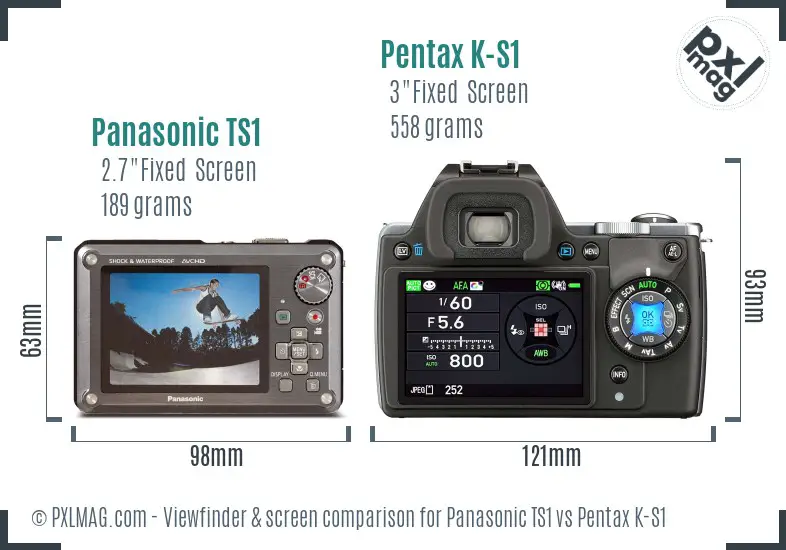 Panasonic TS1 vs Pentax K-S1 Screen and Viewfinder comparison