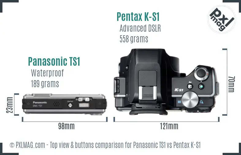 Panasonic TS1 vs Pentax K-S1 top view buttons comparison