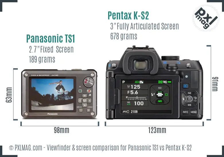 Panasonic TS1 vs Pentax K-S2 Screen and Viewfinder comparison