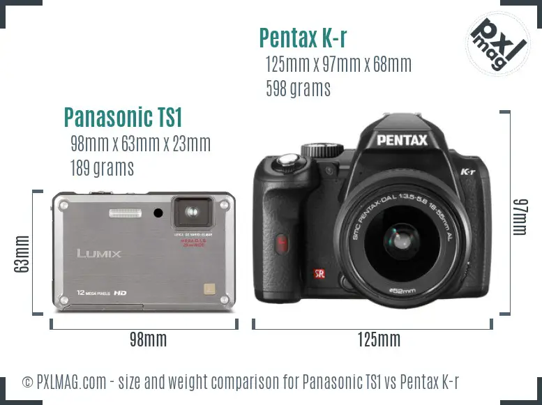 Panasonic TS1 vs Pentax K-r size comparison