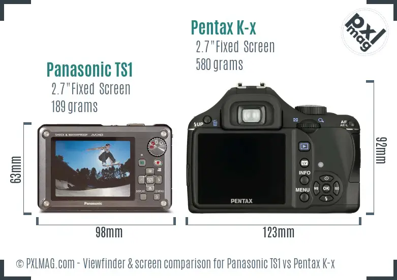 Panasonic TS1 vs Pentax K-x Screen and Viewfinder comparison