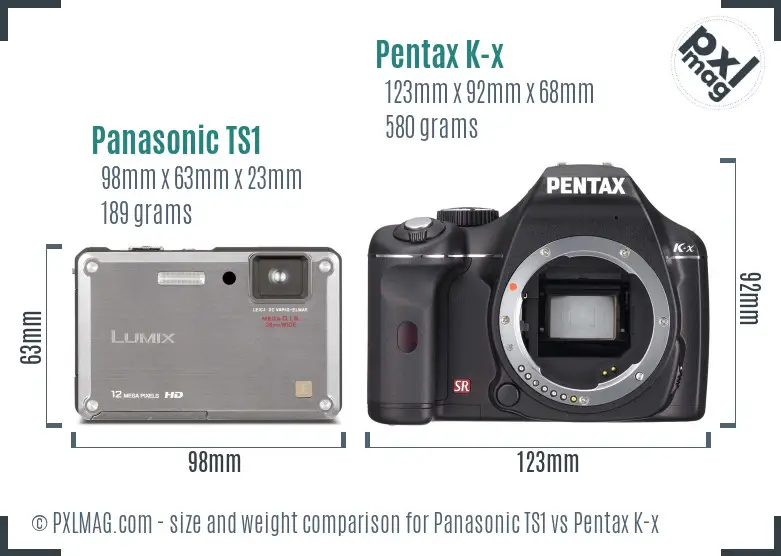 Panasonic TS1 vs Pentax K-x size comparison