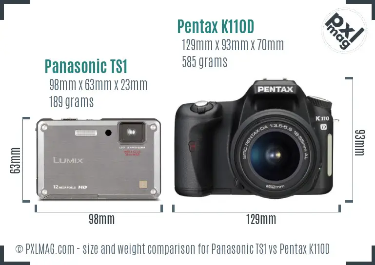 Panasonic TS1 vs Pentax K110D size comparison
