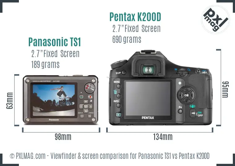 Panasonic TS1 vs Pentax K200D Screen and Viewfinder comparison