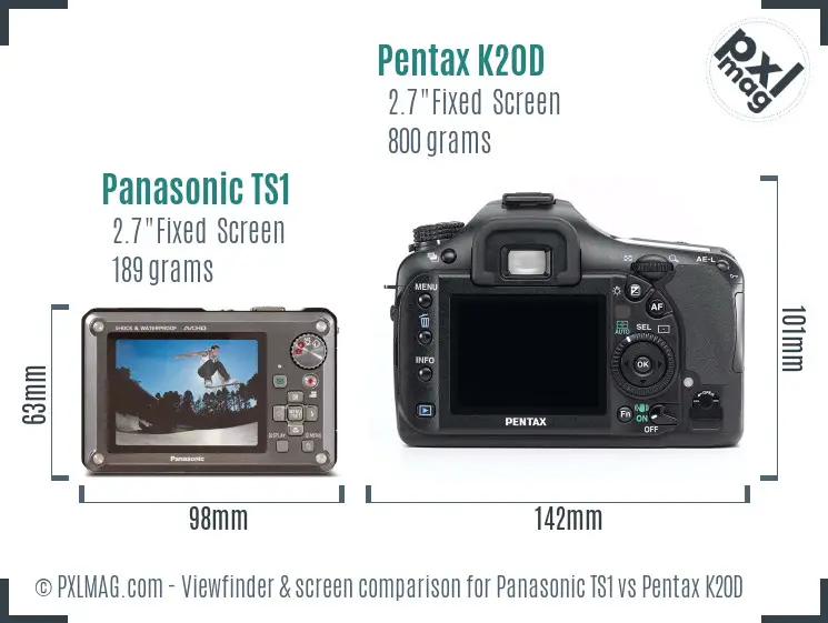 Panasonic TS1 vs Pentax K20D Screen and Viewfinder comparison