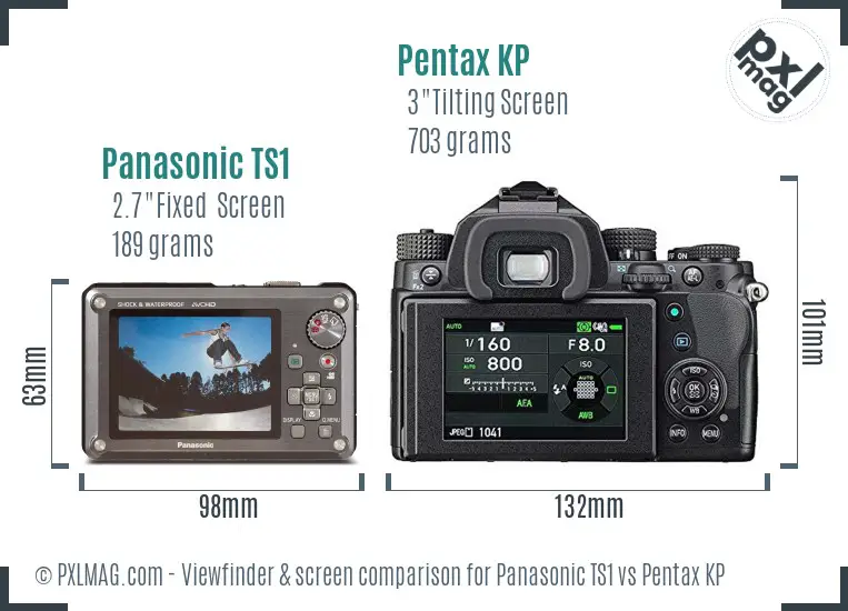 Panasonic TS1 vs Pentax KP Screen and Viewfinder comparison
