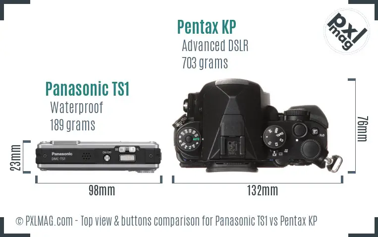 Panasonic TS1 vs Pentax KP top view buttons comparison
