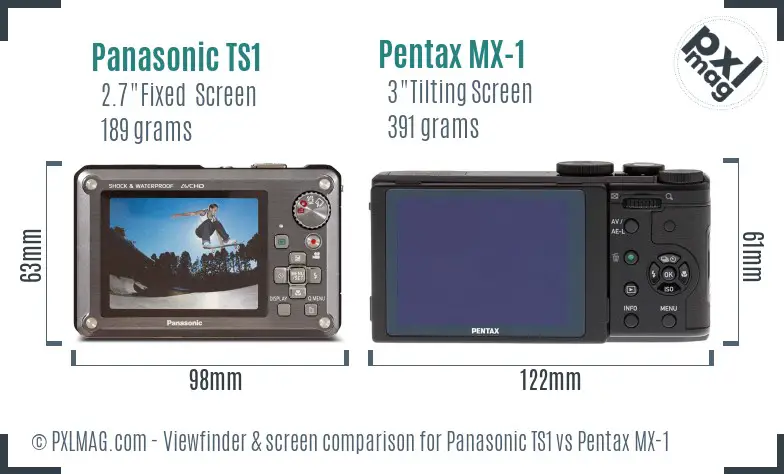 Panasonic TS1 vs Pentax MX-1 Screen and Viewfinder comparison
