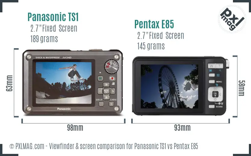Panasonic TS1 vs Pentax E85 Screen and Viewfinder comparison