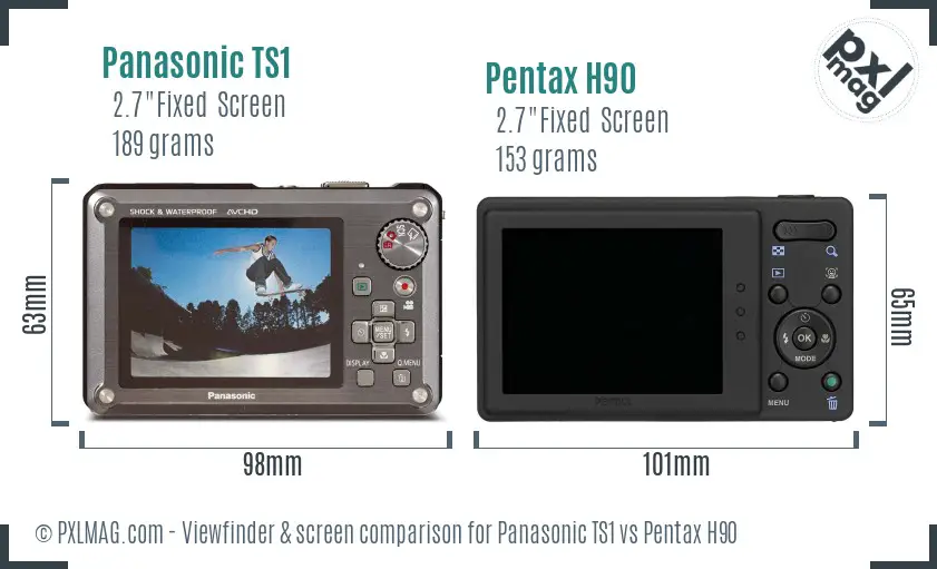 Panasonic TS1 vs Pentax H90 Screen and Viewfinder comparison