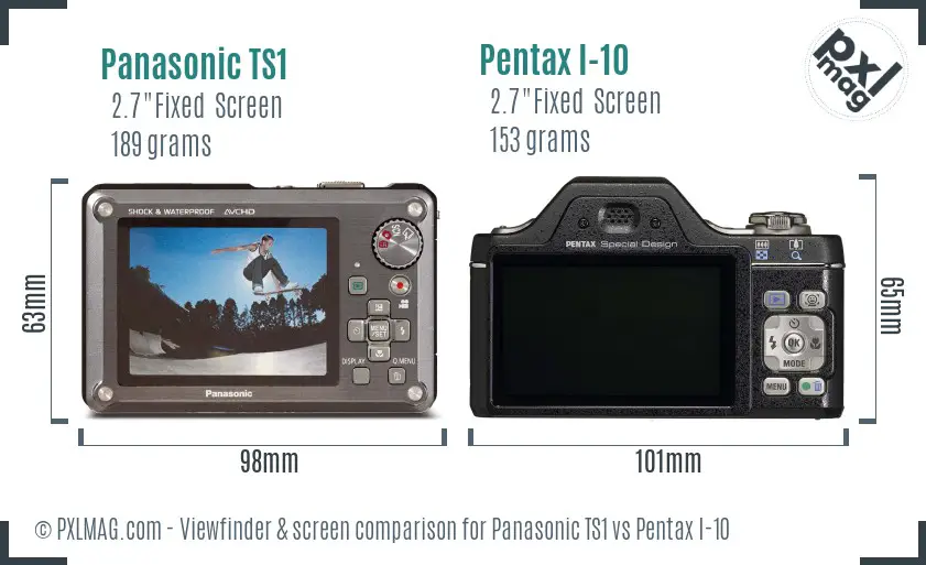 Panasonic TS1 vs Pentax I-10 Screen and Viewfinder comparison
